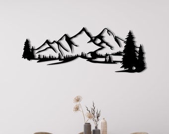 Metal Wall Decor, Metal Mountain Wall Decor, Metal Nature Mountain Decor, Mountain Metal Wall Art, Line Wall Art, Hill Metal Decor, Home Art