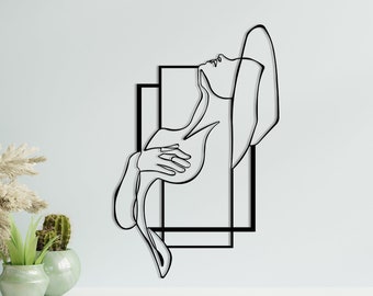 Metal Wall Decor, Metal Women Home Decor, Minimalist Line Art, Line Wall Art, Metal Women Home Decoration, Metal Line Art, Interior Design