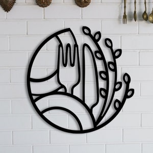 Metal Wall Decor, Kitchen Metal Wall Decoration, Cutlery Metal Wall Decor, Kitchen Tools Wall Decor, Kitchen Wall Art, Minimalist Line Art