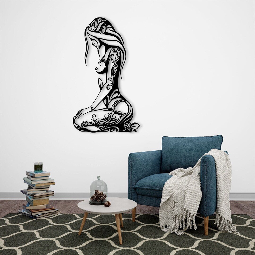 Metal Line Art, Metal Wall Decor, Women Metal Wall Decor, Women Line ... - Modern Metal Home Decor