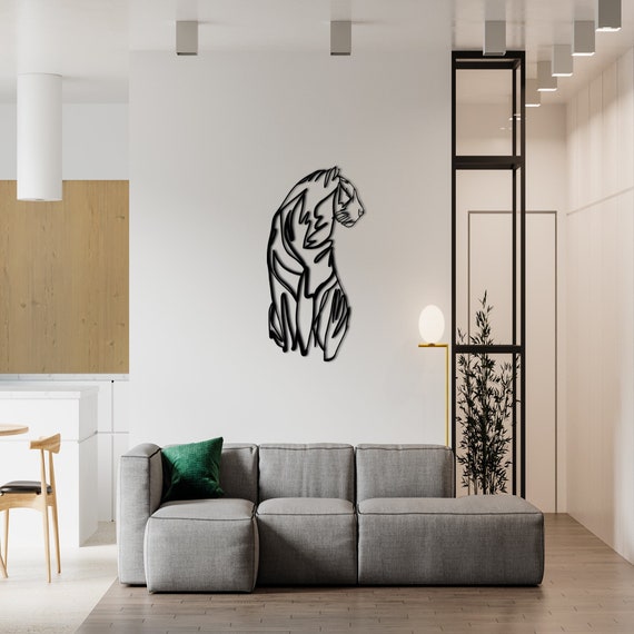 Metal Tiger Wall Decor, Metal Animal Wall Decor, Metal Tiger Home Decor, Minimalist Line Art, Line Wall Art, Animals Decor, Metal Wall Decor