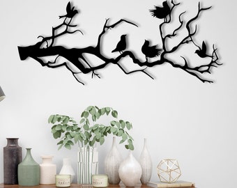 Metal Wall Decor, Metal Birds Wall Decor, Metal Tree Wall Decor, Tree and Birds Home Art, Birds Line Art, Metal Home Decor, Line Wall Art