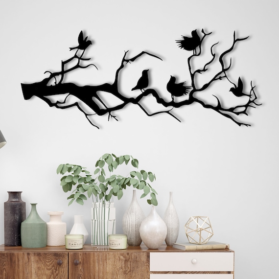 Metal Wall Decor, Metal Birds Wall Decor, Metal Tree Wall Decor, Tree and Birds Home Art, Birds Line Art, Metal Home Decor, Line Wall Art
