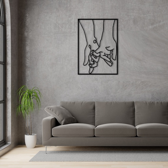 Metal Wall Decor, Holding Hands Metal Wall Decor, Hands Metal Wall Decor, Minimalist Line Art, Valentine's Day Gift, HousewarmingGift, Metal