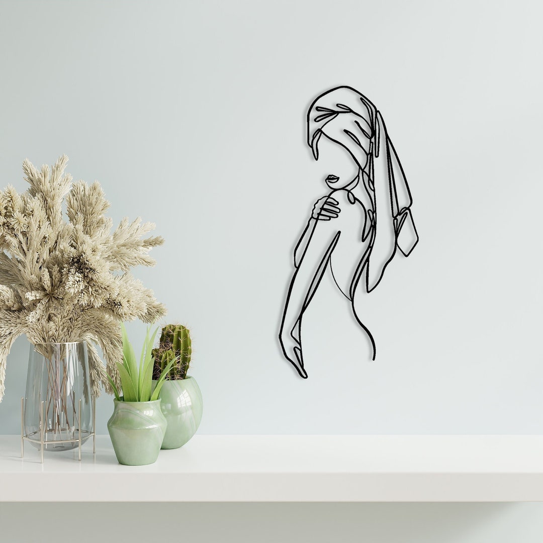 Line Wall Art, Women Bathroom Metal Wall Decor, Metal Wall Decor ...