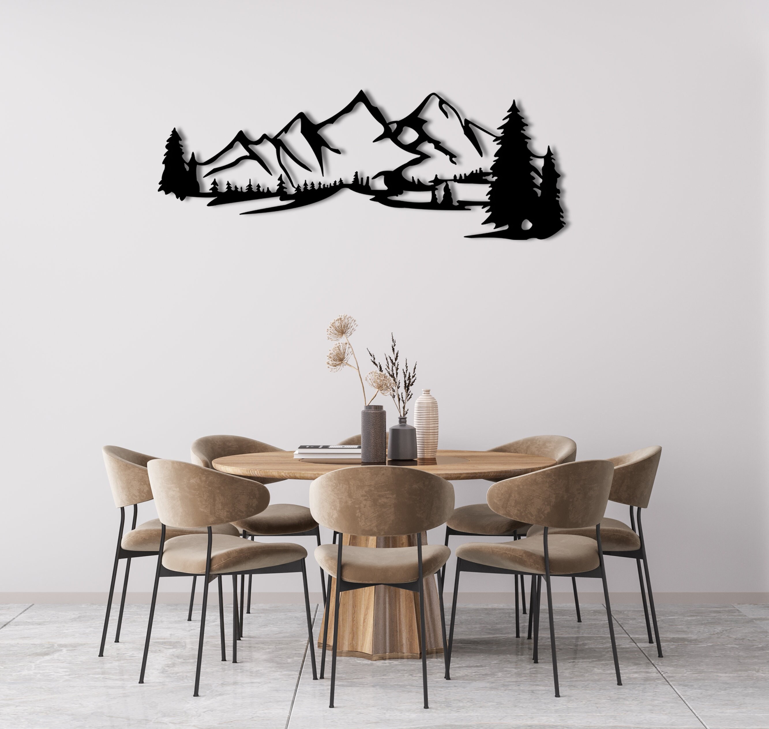 Metal Wall Decor, Metal Mountain Wall Decor, Metal Nature Mountain ...