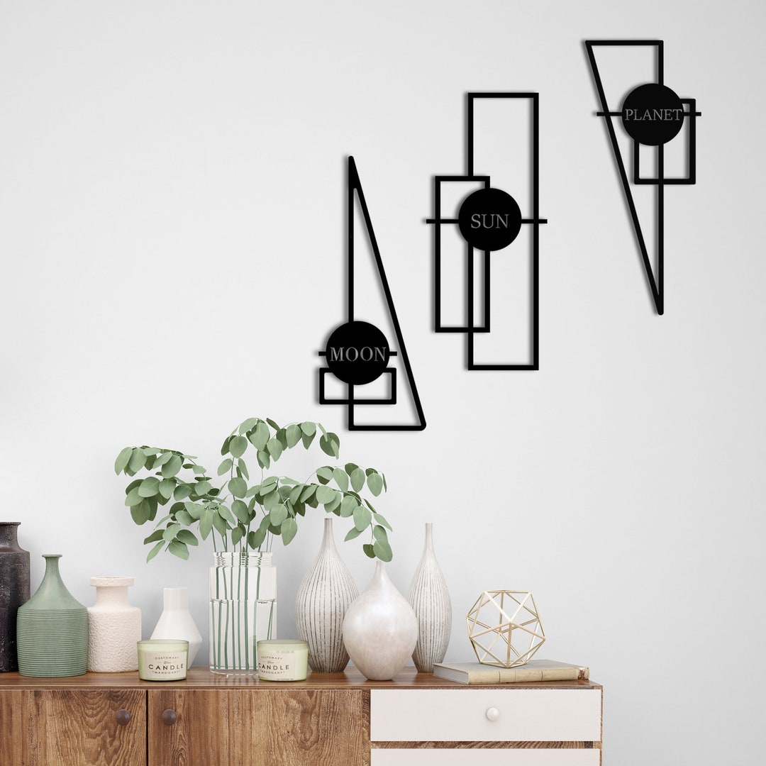 Metal Wall Decor, Set of 3 Metal Home Decor, Metal Triangle Wall