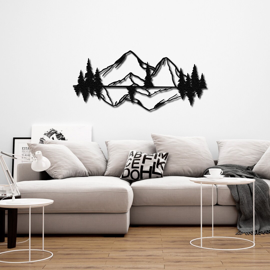 Mountain Metal Wall Art, Mountain and Forest Metal Wall Decor, Large ...