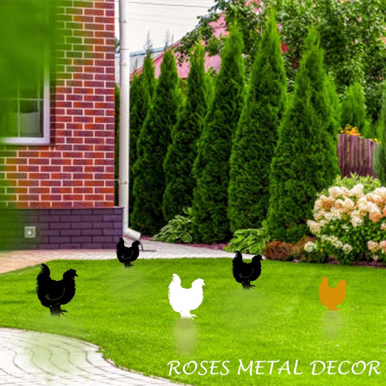 Chicken Metal Garden Decor, Chicken Wall Art, Chicken Garden Decor ...