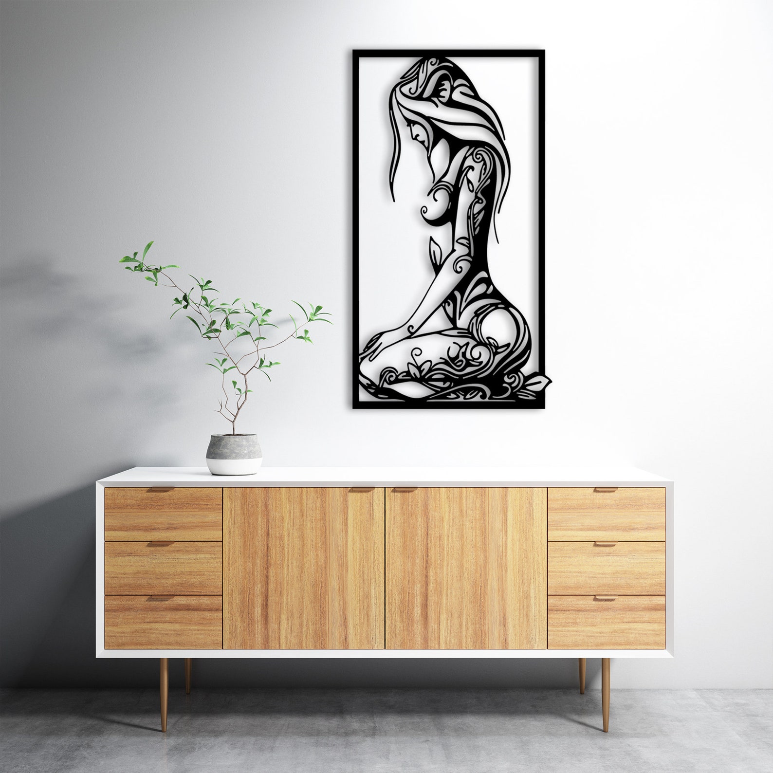 Metal Line Art, Metal Wall Decor, Women Metal Wall Decor, Women Line ... - Modern Metal Home Decor