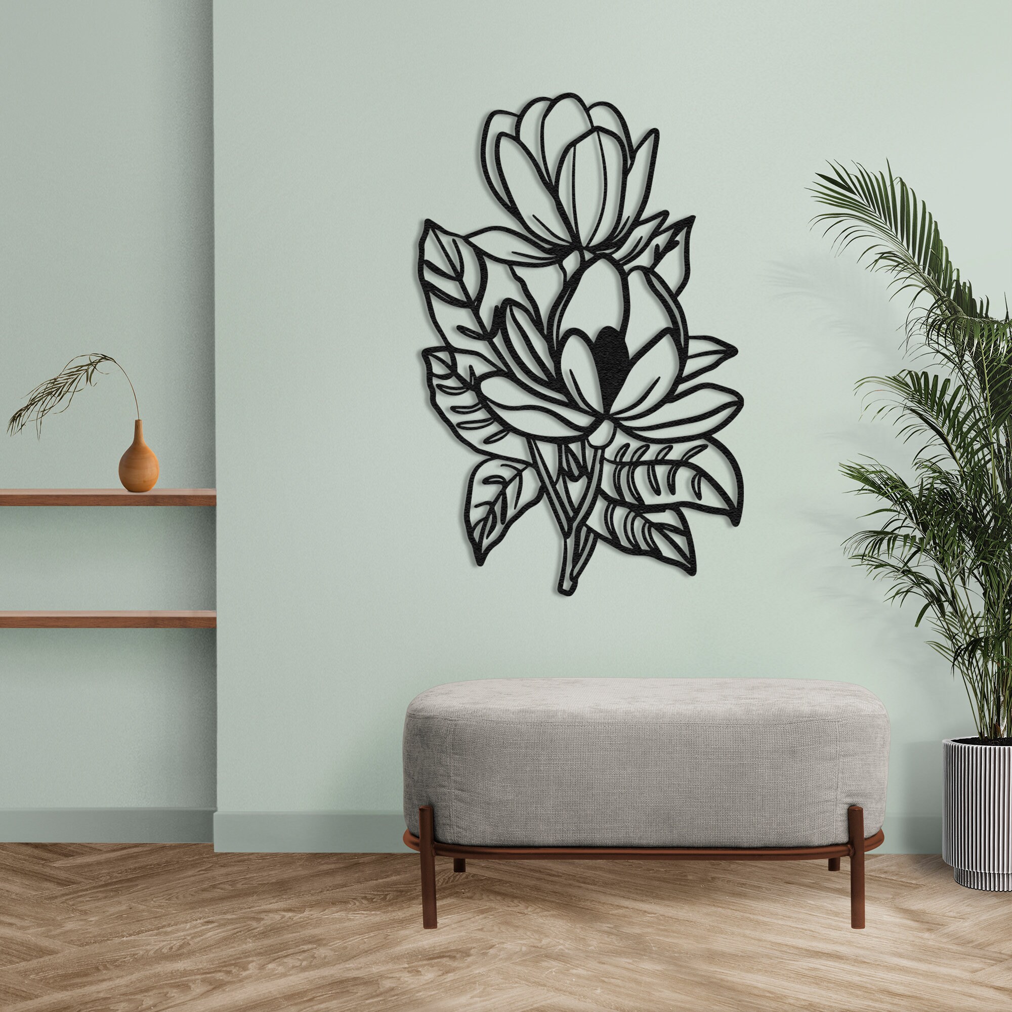 Set Di 3 Fiori In Metallo Nero – Decorazione Da Parete Artistica Stile Moderno – Con Viti Per Installazione Facile