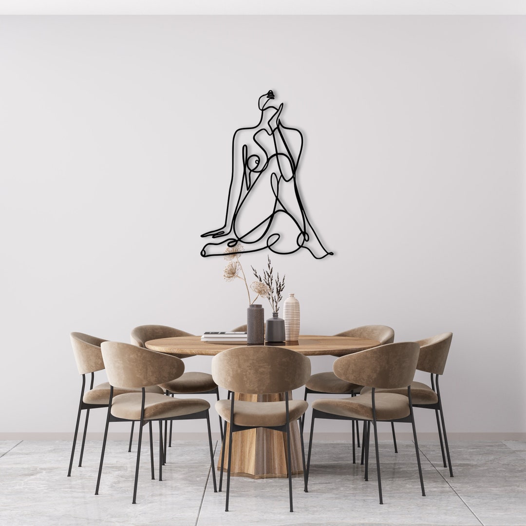 Metal Line Art Women Metal Bedroom Wall Decor Minimalist Etsy