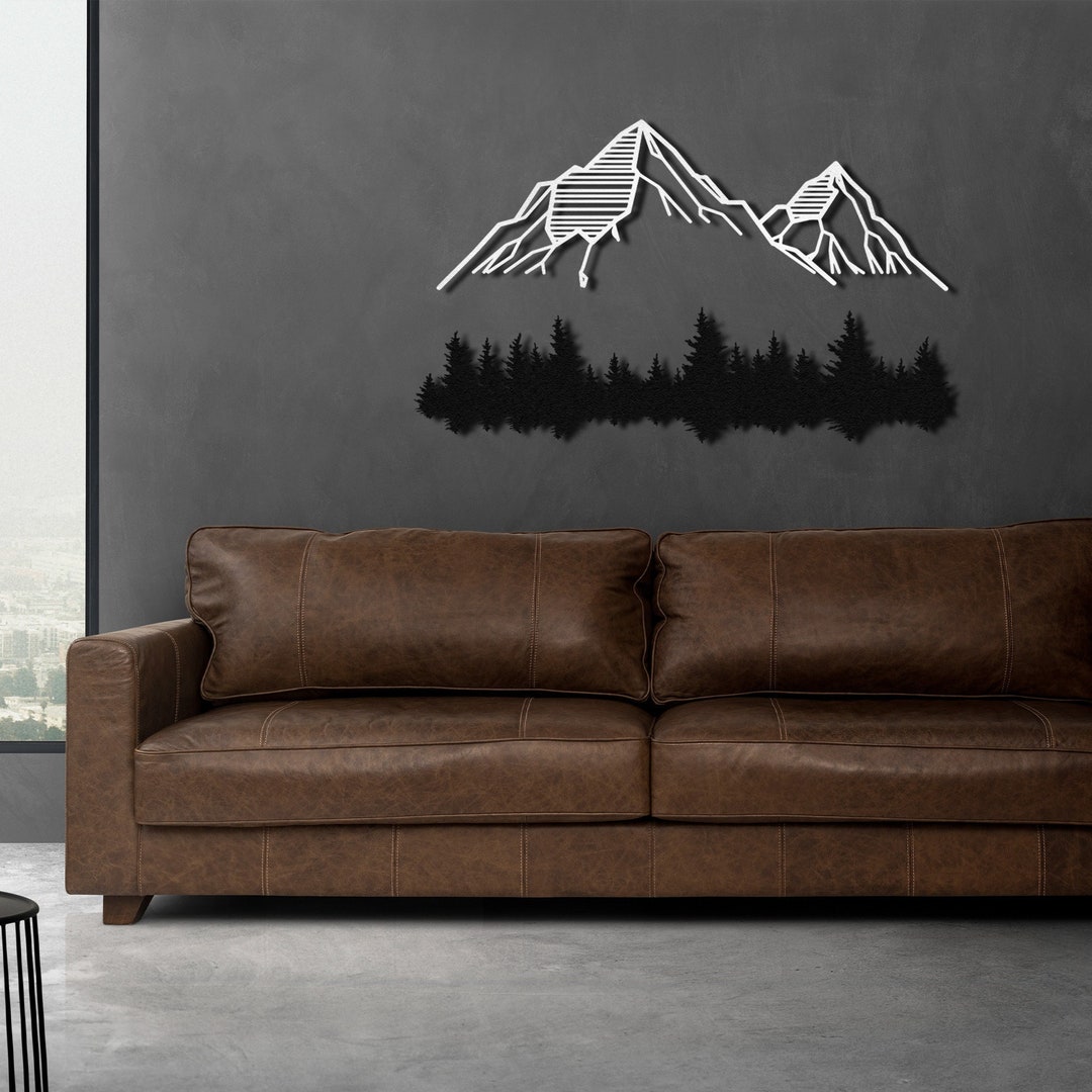 Mountain Metal Wall Art, Mountain and Forest Metal Wall Decor, Large