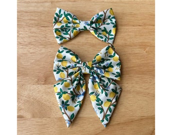 SUMMER LEMON bow tie and sailor bow for cat & dog |  With collar or over collar styles. Handmade in Canada.