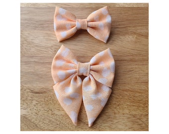 PEACH DOTS bow tie and sailor bow for cat & dog |  With collar or over collar styles. Handmade in Canada.