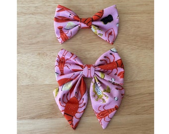 LOBSTER bow tie and sailor bow for cat & dog |  With collar or over collar styles. Handmade in Canada.