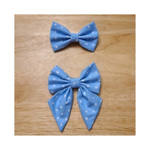 BLUE POLKA DOTS bow tie and sailor bow for cat & dog |  With collar or over collar styles. Handmade in Canada.