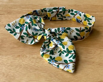 SUMMER LEMON bow neck scarf for cat & dog | Handmade in Canada. Pet collar accessory.