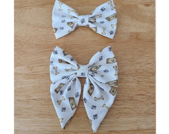 DOG BONES bow tie and sailor bow for cat & dog |  With collar or over collar styles. Handmade in Canada.