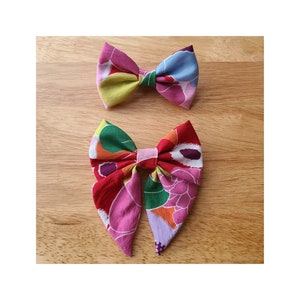 BRIGHT FLOWERS  bow tie and sailor bow for cat & dog |  With collar or over collar styles. Handmade in Canada.