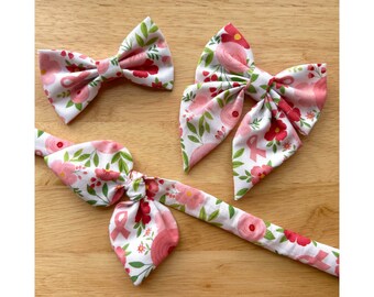 BREAST CANCER bow tie and sailor bow for cat & dog |  With collar or over collar styles. Handmade in Canada.