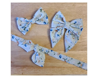 VINTAGE FLOWERS bow tie and sailor bow for cat & dog |  With collar or over collar styles. Handmade in Canada.