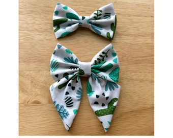 CACTUS bow tie and sailor bow for cat & dog |  With collar or over collar styles. Handmade in Canada.