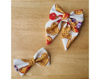 MICKEY WAFFLE bow tie and sailor bow for cat & dog |  With collar or over collar styles. Handmade in Canada.