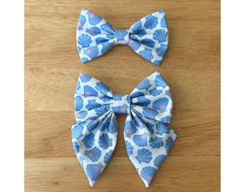 SEASHELLS bow tie and sailor bow for cat & dog |  With collar or over collar styles. Handmade in Canada.
