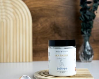 Moisturizing body cream with mango butter and avocado oil for daily use. Safe for individuals with tree nut allergies.