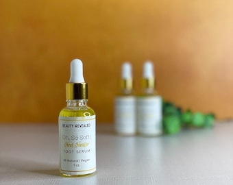 All natural, plant based foot moisturize oil softens dry cracked feet and heels and great for foot nail care. Foot massage oil.