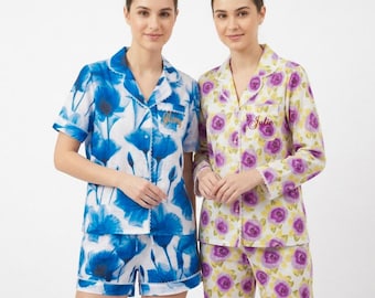 Personalisierte PJ Set, gestickte Brautjungfer PJs,