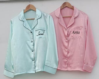 Set pigiama da sposa personalizzato con ricami, pigiama personalizzato per damigelle d'onore