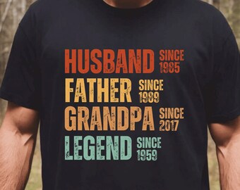 Personalized Dad Grandpa Shirt,Father&#39;s Day Shirt,Husband Father Grandpa Legend,Custom Grandpa Tee,Christmas gift for dad