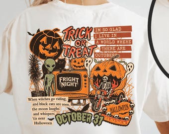 Vintage Halloween Collage Sweatshirt UNISEX Grunge Trick or Treat Halloween Crewneck Fright Night Ghost Pumpkin Shirt Skeleton Spooky Season