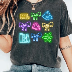 Teacher Coquette Shirt,Neon Back To School Coquette Teacher Shirt,Preppy Teacher Shirt,Pink Teacher Tee,First Day of School Teacher Team Tee