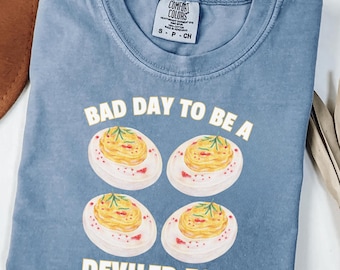 Dålig dag att vara ett deviled egg-tröja, rolig Thanksgiving-middag-tröja, sarkastisk Friendsgiving-tröja, Thanksgiving-matgåva-tröja, mathumor-tröja