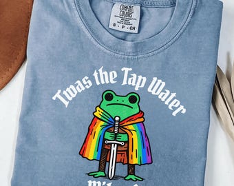 Twas the Tap Water Funny Frog LGBTQ Pride Shirt, Queer Rights Tee, Funny Pride Month Shirt, Trans Rights Liberal Tee, Protest Anti Trump Tee