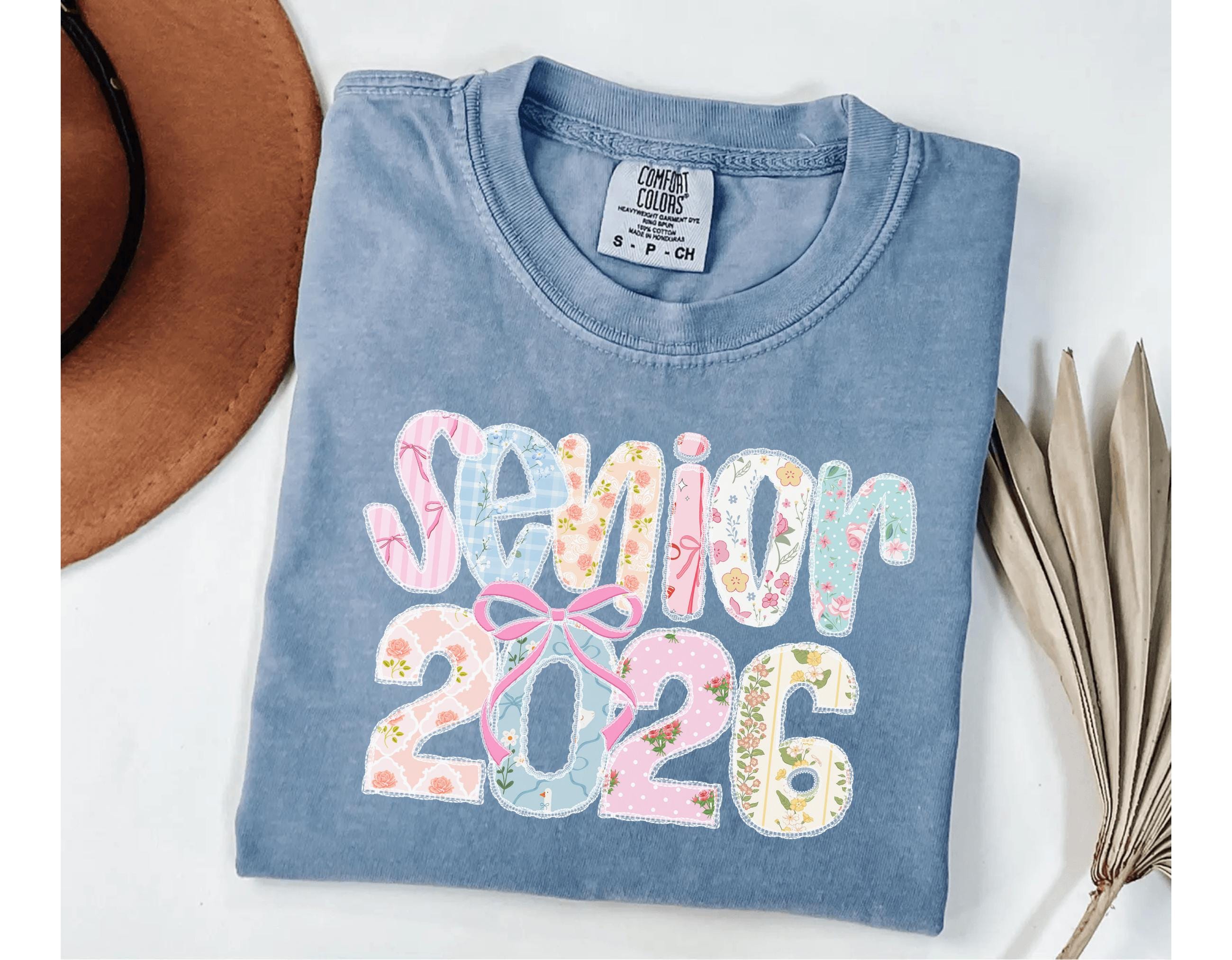Senior 2026 Comfort Colors Coquette Bow Shirt,Floral Senior 2026 Tee,Class of 2026 Shirt,Graduation Gift for Senior,High School Senior 2026