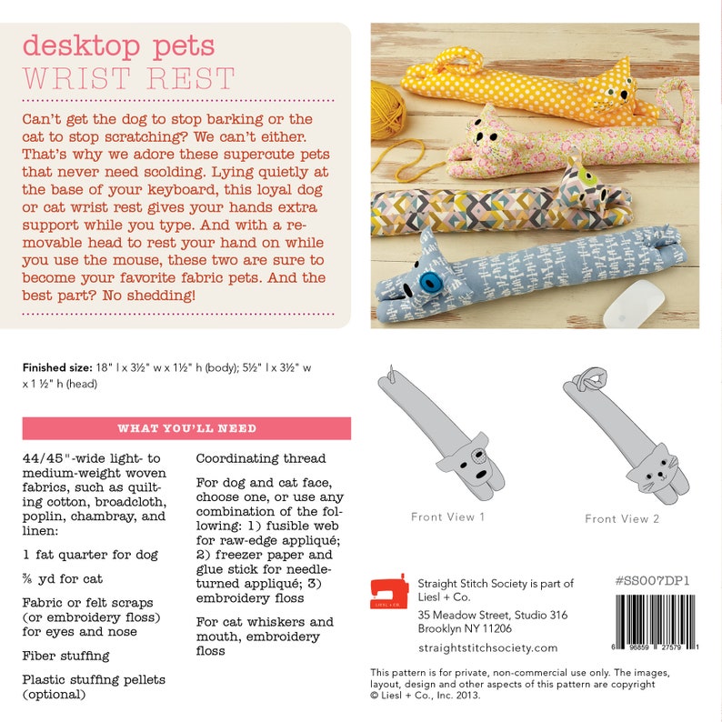 Digital Desktop Pets Wrist Rest Sewing Pattern Etsy
