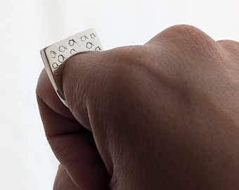 VORHANDEN | Handgemachter 925 Sterling Silber Statement Ring, beidseitiger Ring, Smiley Face Band