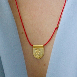 POMEGRANATE BLOSSOM red silk talisman necklace