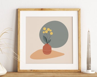 Billy Buttons | Digital Art, Minimal Wall Art, Flower Print, Flower Art, Digital Download , Affordable Art