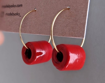 Stainless Steel Glass Beaded Hoop Earrings | Casual Light Earrings | OKO