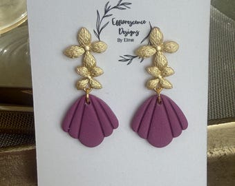 Pendientes Rose Luster Floral Elegance / Joyería artesanal de arcilla polimérica