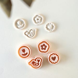 Flowe bird heart stud earring stamp polymer clay cutter