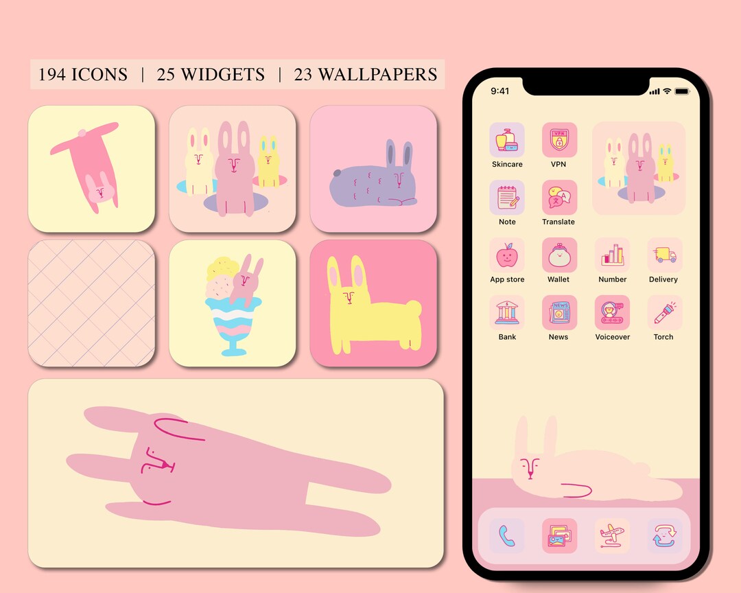 Apple Rabbit Icon Rainbow Rabbit Animals Phone iPhone and Android App Icon - Etsy