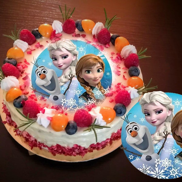 Printed edible paper photo picture cake topper gluten free lactose free frozen olaf elsa anna cartoon