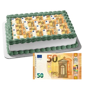 Essbare 50 Euro Geld vorgestanzt | Sicher für den Verzehr, Backwaren, einfach Lebensmittel Dekor Gedruckt Foto Kuchen Muffin, Cupcake Topper Custom