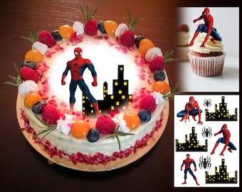 Pre-cut Printed edible paper photo picture cake topper gluten free lactose free Spider man cartoon super hero